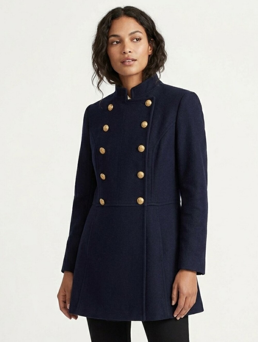 Vintage Ralph Lauren Women's Martinique Navy Blazer Sz 12P Military Worsted Wool